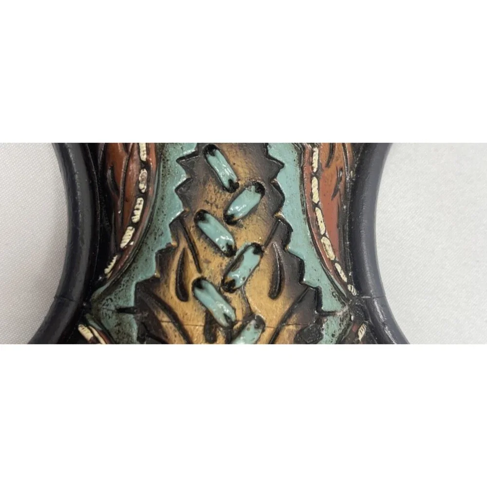 Western Rustic Resin Fleur De Lis Decorative Wall Cross Turquoise Brown 20